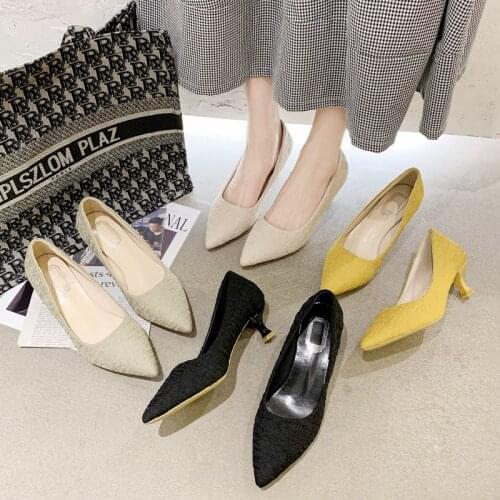 2021 new spring and autumn female Korean fashion trend high heels girls pointed stiletto sexy wild professional work shoes