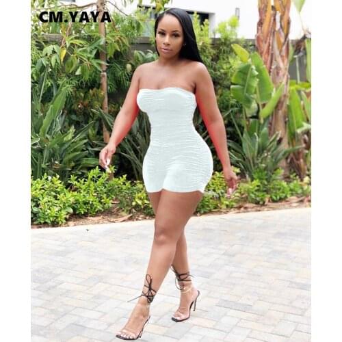 2020 Women Short Jumpsuits Rompers Fitness Playsuits Strapless Sleeveless Draped Sexy Night Club Party One Piece Outfits GL6307