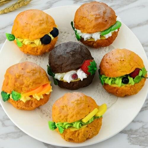 050 Simulation cake model decoration fake food new small fruit cream puff fridge paste banquet props 8*6cm