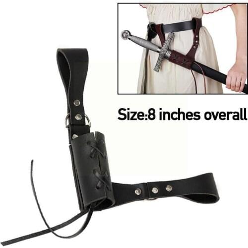 1Pcs Medieval Sword Belt Waist Sheath Scabbard Holder Men Strap Adult Ring Weapon Warrior Belt Costume PU Rapier Knight Bat R4W0