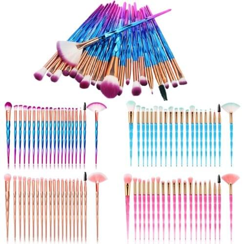 20pcs Diamond Makeup Brush Set Cosmetic Powder Foundation Blending Eye Shadow Eyebrow Eyelash Brush Eye Brush Beauty Makeup Tool
