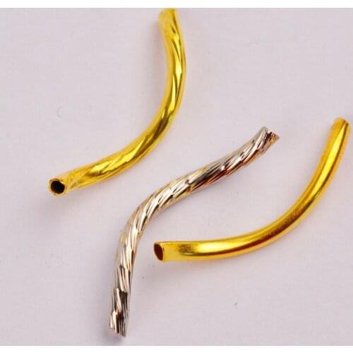 500pcs 2x25mm Metal S Curved Tube Spacer Beads Connector Jewelry Findings For Bracelets Necklace Diy Jewelry Making Accessories