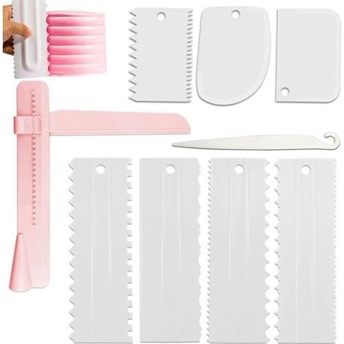 9Pcs Cake Scraper Set Cake Edge Scraper with Adjustable Butter Smoother Cream Scraper Tool Cake Decorating Comb