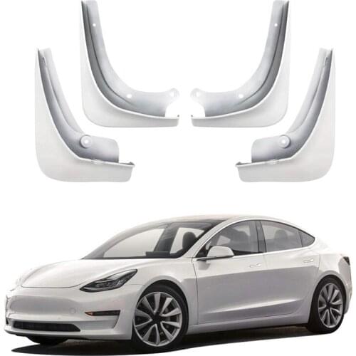 Mud Flaps for Tesla Model 3 Splash Guards Mud Flap Fender Mudguards Pack Of 4 Painted Gloss White