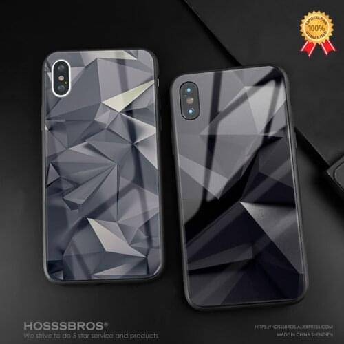 Abstract black Luxury Geometric phone case shell glass soft silicone cover for iPhone 5 5s Se 6 6s 7 8 Plus X XR XS 11 Pro MAX