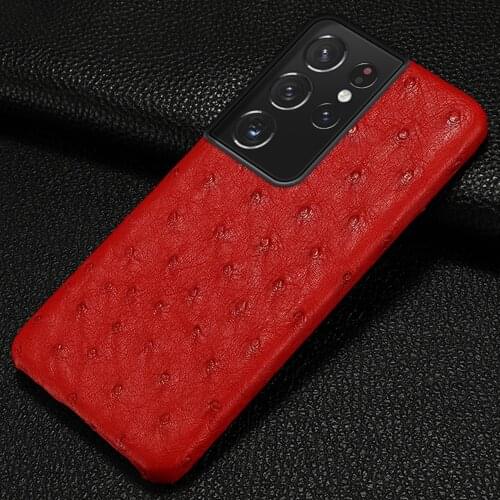 100% Genuine Ostrich Leather Case For Samsung Galaxy S21 Ultra S20 FE S10 S8 S9 S21 Plus Note 20 10 A31 A50 A70 A71 A51 A31 M31