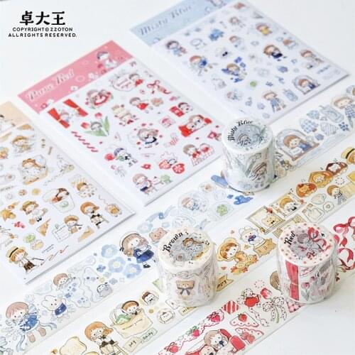 10pcs/1lot Decorative Adhesive Tapes Cartoon Girl Molinta Decorative Scrapbooking DIY Paper Japanese Stickers 10M
