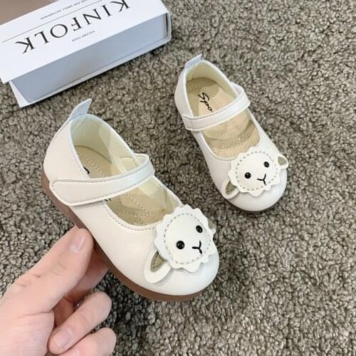 Shoes for Toddlers 2021 Sheep So Cute Pink Beige Velcro Soft Sole Comfy Solid Childrens Leather Shoes School Shoes Girls Pretty