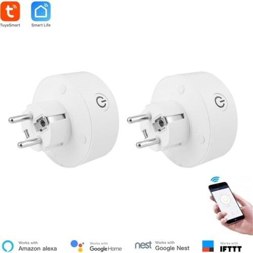 2 Pieces Smart Life App Remote Control WiFi Socket EU standard Power Monitoring Timer Function Compatible With Alexa Google Home