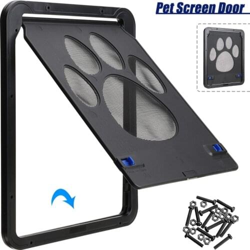 Pet Screen Door Dog Cat Door Security Screen Locking Flaps Magnetic Door ABS Plastic Gate Door Pet Supplies