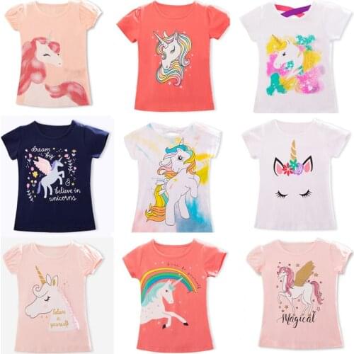 Kids Girl Unicorn T Shirts For Girls Summer Baby Boy Cotton Tops Tees Clothes Children T-shirts Casual Shirts 3 4 5 6 7 8 Years