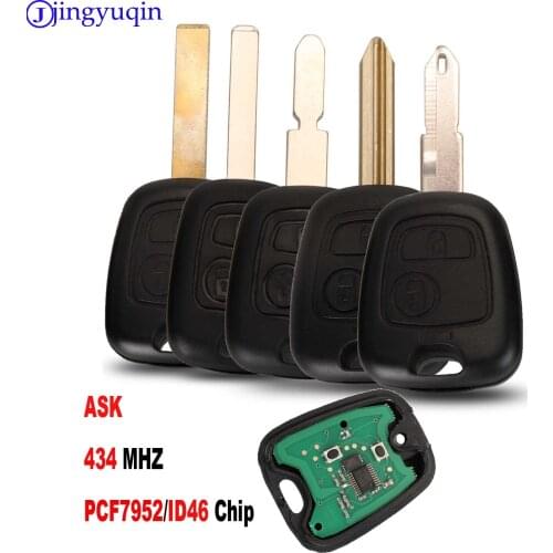 Jingyuqin 2 Buttons ASK Remote Key Fob Controller For PEUGEOT 206 433MHZ With PCF7961 Transponder Chip