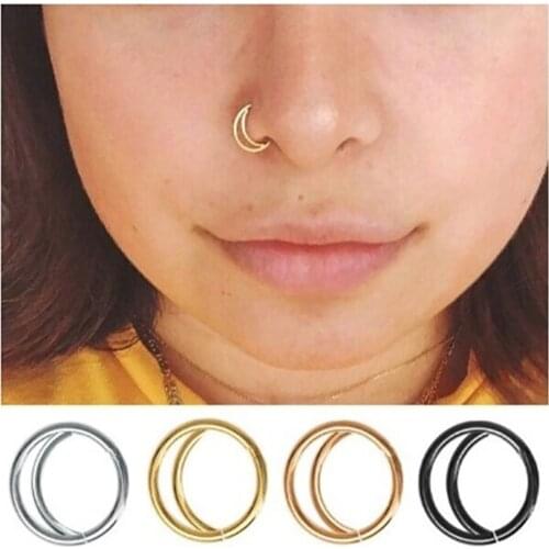 JUNLOWPY Fake Nose Ring Labret Lip Ring Clip lip Piercing Helix Piercing Tragus Faux Nose Rings Hoop Neus Pircing 1pcs septum