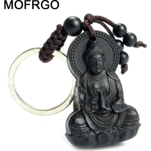 Chinese Traditional Wood Products Classic Ethnic Jewelry Patron Goddess of Mercy To Ward Off Bad Luck Be Safe Ebony Key Chain