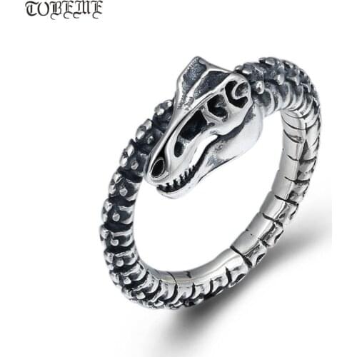 100% 925 silver dragon ring real sterling silver dragon Skeleton ring man ring resizable