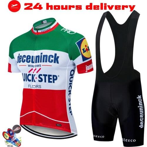 Quick Step Team Cycling Jerseys Mens Bike Wear Clothing Short Sleeve Cycling Set MTB Bike Shorts Suit Sports Maillot Culotte