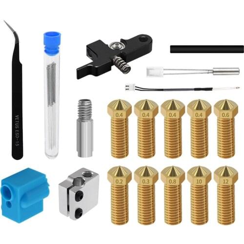 Extruder Kit with VolcanoNozzles Silicone Sleeve Aluminum Block Handle Thermistor Throat Tube Needles for Artillery 3D Printer