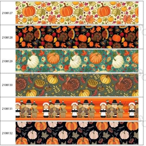 Thanksgiving Day Printed Grosgrain Ribbon 5 Yards Ribbon DIY Craft Grosgrain Ribbons for Weddings Holidays Gift Wrapping Bow