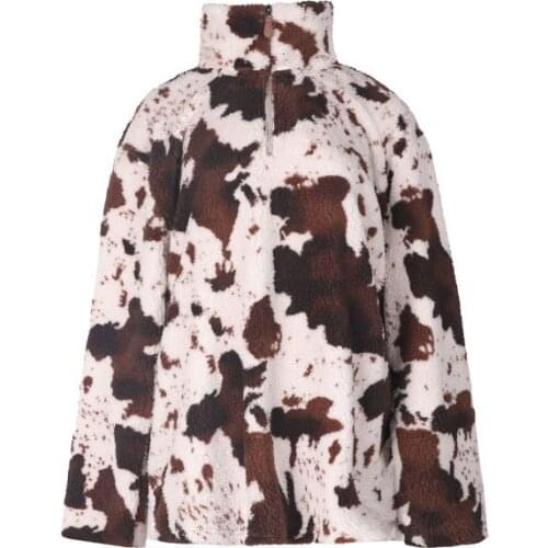 2021 Hot Selling New Women and Kids Comfortable Cow Print Sherpa Pullover Dropshipping