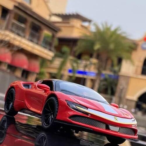 1:32 Ferrari Sf90 Super Car Model Alloy Diecasts & Toy Vehicles Strong Pull Back Children Toys Car Kids Gifts Sound And Light