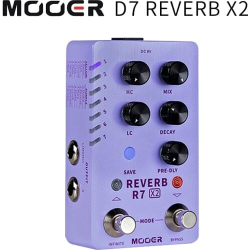 Mooer D7 Reverb x2 electric guitar single effector, Double nail stereo reverb effector, Box piano