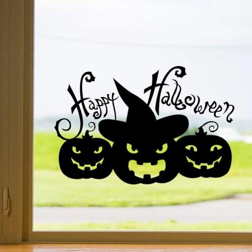Removable Wall Window Stickers Halloween Black Cats Bat Pumpkin Ghost Skull Decor Diy Hallloween Stickers Room Party Decoration
