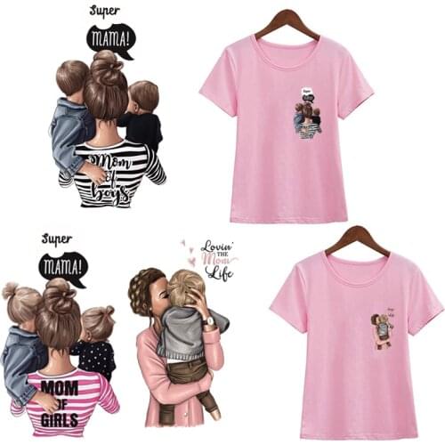 Small DIY Patches Super Mama Heat Transfer Iron On Patches For Girls Baby Clothes Heat Press Appliqued Washable Mini Logo Custom