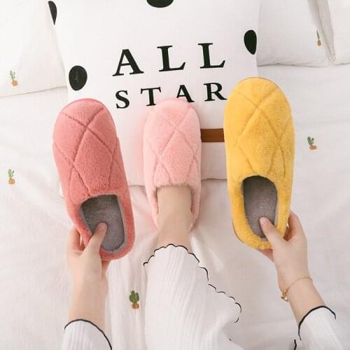New Cotton Slippers Home Womens Round Head Soft Bottom Warm Couple Plush Slippers Home Cotton Slippers Winter