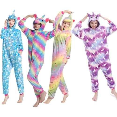 Kigurumi Pajamas Kids Onesie Unicorn Pajamas Winter Flannel Onesies Boys Girls Pyjamas Sleepwear Winter Animal Cosplay Jumpsuit
