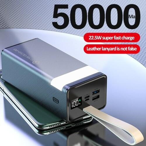 Power Bank 50000mAh Portable Fast Charging 22W Quick Mobile Phone External Battery Charger Powerbank For Xiaomi Mi iPhone 12Pro