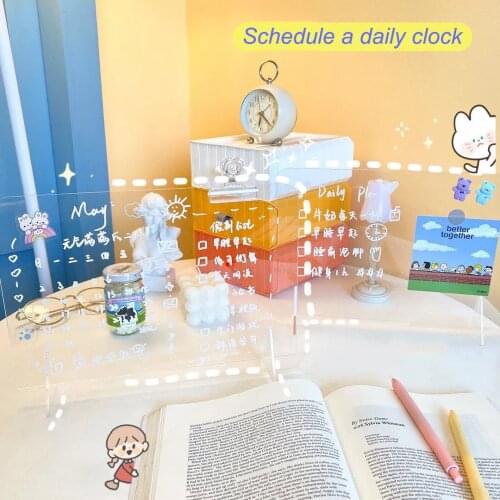 1pcs Transparent Acrylic Daily Moments Memo Message Board Portable Note Board Cellphone Holder School Stationery