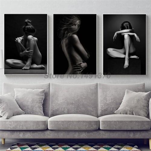 Sexy Black Nude Woman Back Poster Beauty Girl Body Paintings On Canvas Modern Art Decorative Wall Pictures Home Decoration