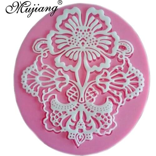 Mujiang Flower Pattern Silicone Lace Mat Sugar Craft Fondant Chocolate Mold Christmas Wedding Cake Decorating Tools