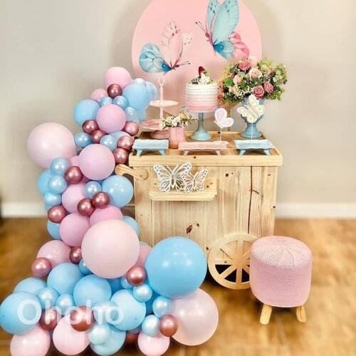 Blue Pink Rose Gold Balloon Garland Arch Kit Gender Reveal Baby Shower Decoration Wedding Anniversary Birthday Party Backdrop
