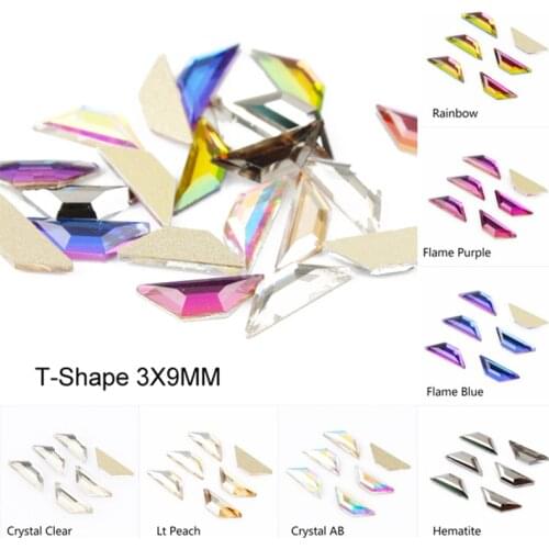 T Shape 3D Nail Art Rhinestone Gems Flatback Stones 30/100pcs 7 Color DIY Decorations Manicure Diamond For Nails