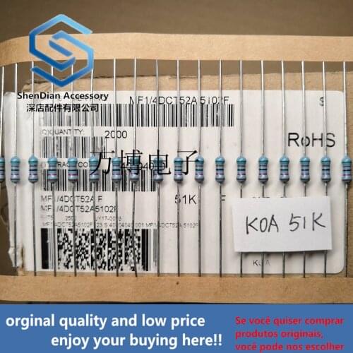 30pcs only orginal new KOA resistance KOA resistance 1/4W 0.25W 51K Europe 51K can pay