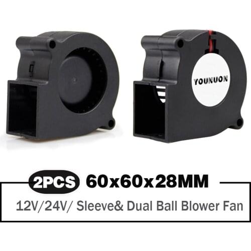 2Pcs Brushless Cooler Cooling DC Centrifugal Blower Fan 60mm 12V 24V 2Pin 60x28mm 6028 6cm Sleeve Dual Ball Heatsink Radiator