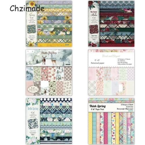 Chzimade 6Pcs/set Vintage Flower Scrapbooking Paper Packs Pad For Card Making Handmade Background Decorative Diy Paper Crafts