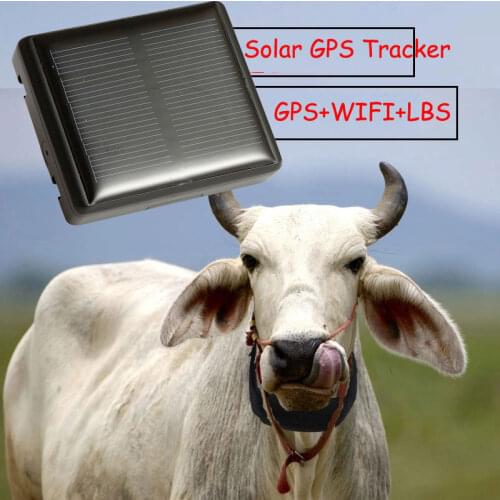 Waterproof Animal GPS Tracker Solar Never Power OFF For Cow Sheep Pet With Collar Remove Alarm Real Time Location LBS Tracking
