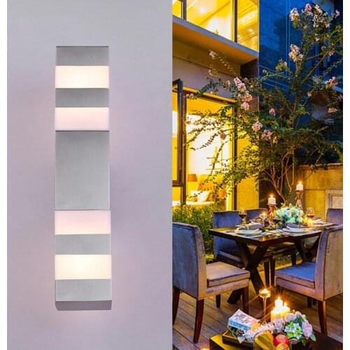 Waterfool Modern Nordic Wall Lamp Fashion Outdoor Lighting Fixtures LED Wall Light Stainless Steel Balcony Patio Applique Murale