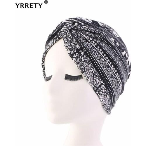 YRRETY Indian Cap Muslim Women Soft Inner Cap Pleated Hair Hat Turban Hats Headwear Chemo Cancer Cap Fashion Islamic Beanies
