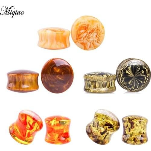 Miqiao 2 Pcs Human Body Piercing Jewelry New Resin Pinna European and American Double Horn Ear Expander Punk Style Hot Sale