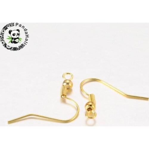 Iron Earring Hooks, Golden, Size: about 18mm long, 18mm wide, 0.8mm thick, hole: 2mm
