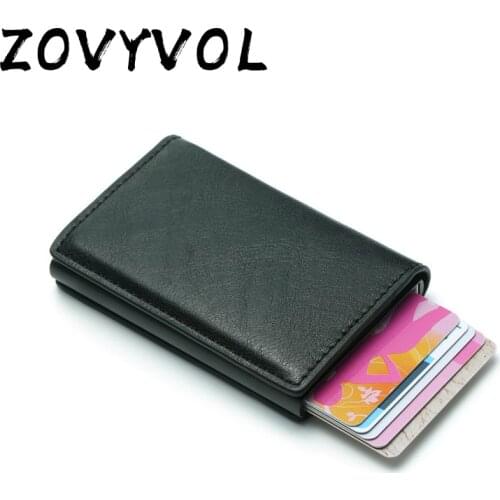 ZOVYZOL Rfid Smart Wallet Credit Card Holder Metal Thin Slim Men Wallets Pass secret pop up minimalist wallet small black purse