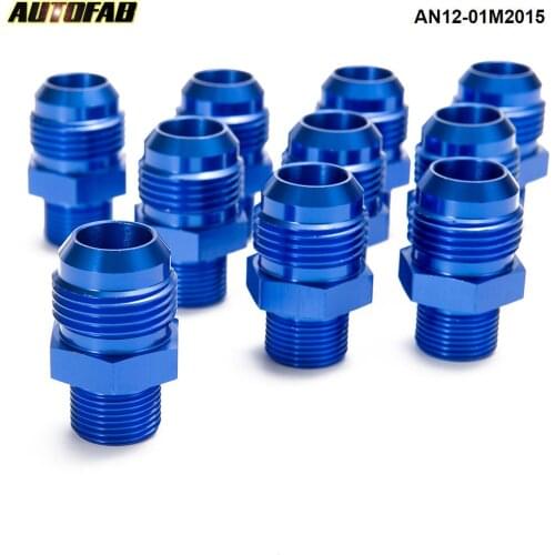 10PCS/LOT Aluminum Straight Fuel Fittings Adaptor Male Blue AN12-M20*1.5 Thread For All Oil cooler AN12-01M2015