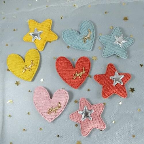 10PCS Padded Cloth Heart Appliques Geometric Star For DIY Hat Clothes Leggings Sewing Supplies Headwear Decor Patches A-02