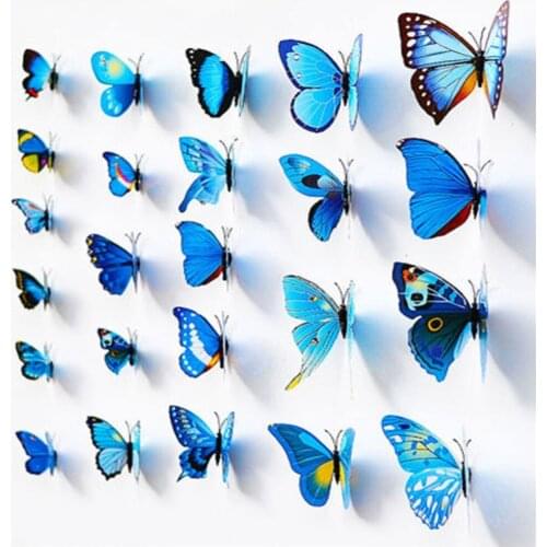 12Pcs Butterfly Shaped Magnet Wall Sticker PVC Art Butterflies Decal Home Decor Kid Room 3D DIY Wall Mural Stickers