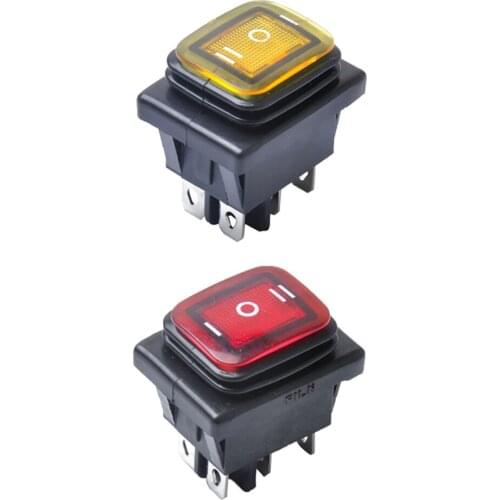2pcs Red Yellow 6 Pin On/Off/On Rocker Power Switch With Backlight
