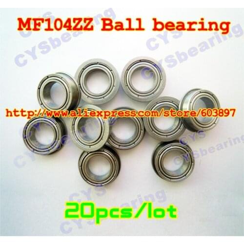 20pcs /lot MF104ZZ MF104ZZ 4X10X4mm 4*10*4mm MF104-2Z flanged metal radial shaft ball bearing