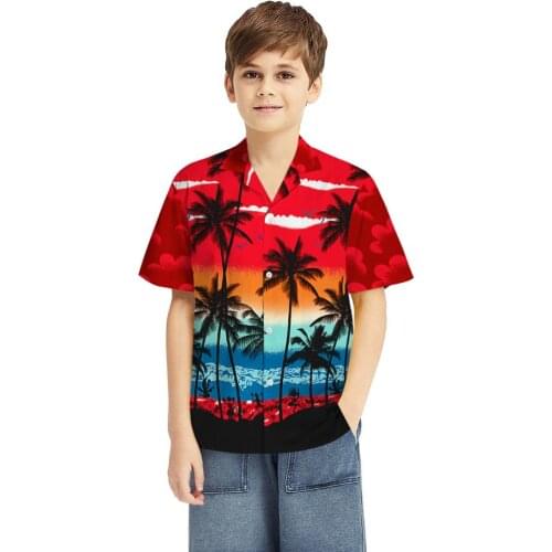 2020 Kid shirt Fashion Boys Casual Button Hawaii Print Beach Short Sleeve Quick Dry Top Blouse Kid Hawaiian shirt